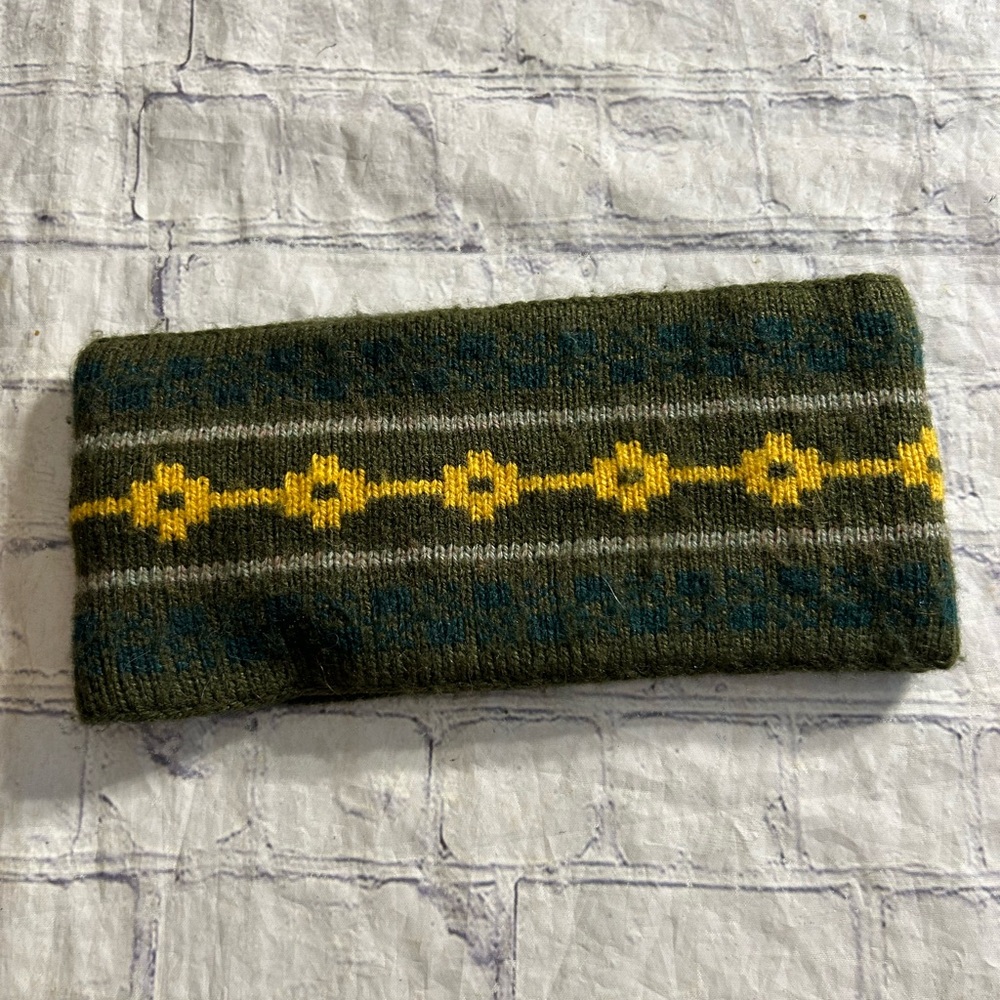 ANDES GIFTS ACRYLIC AND ALPACA MADE IN PERU GREEN/GOLD/BROWN CHUNKY HEADBAND